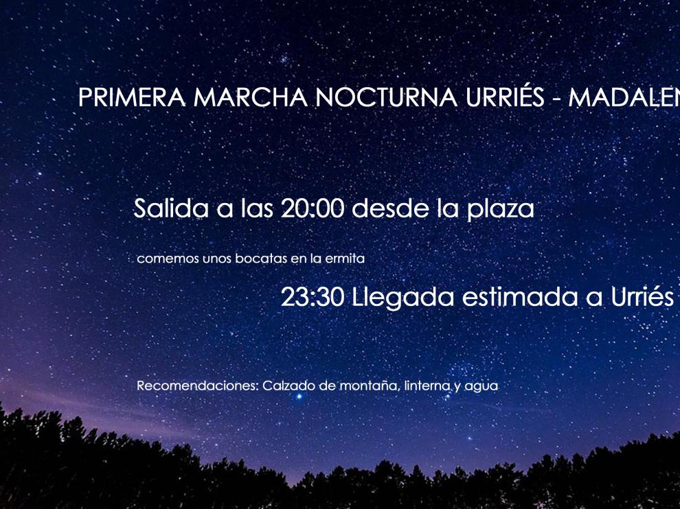 Cartel anunciador de la Marcha Nocturna Urriés - La Magdalena.