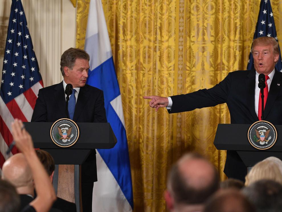 El presidente de Finlandia, Sauli Niinisto y el presidente de EE.UU., Donald Trump.