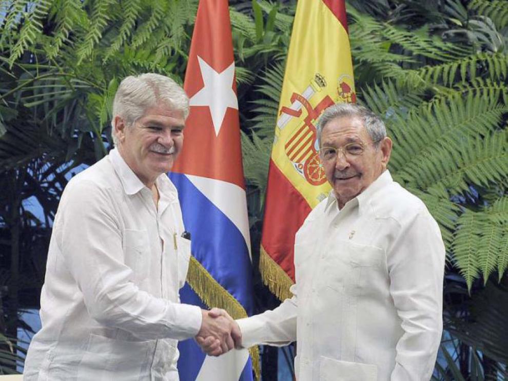 Raúl Castro con Dastis este miércoles.
