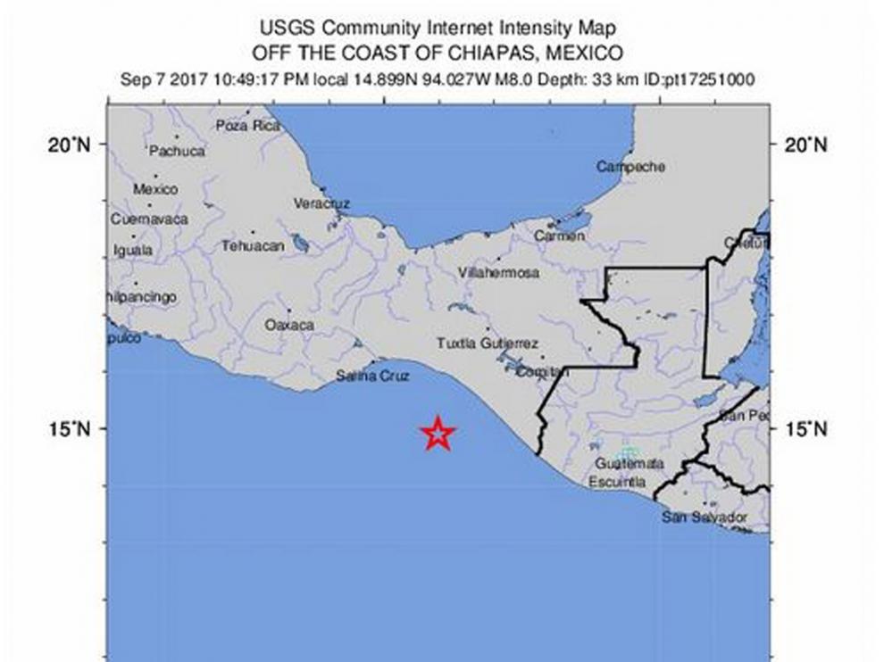 Reporte sismológico del terremoto que ha sufrido México este viernes.