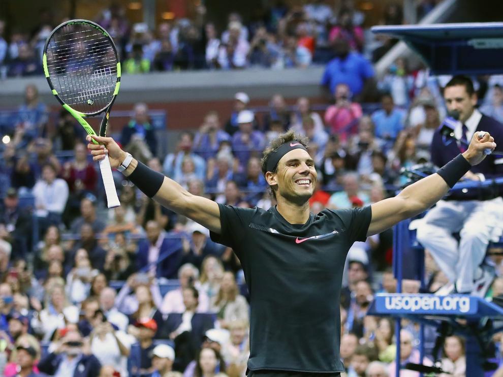 Rafa Nadal celebra su victoria en el Abierto de Estados Unidos.