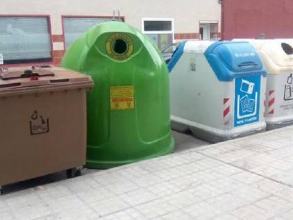 Contenedores de reciclaje en Huesca.