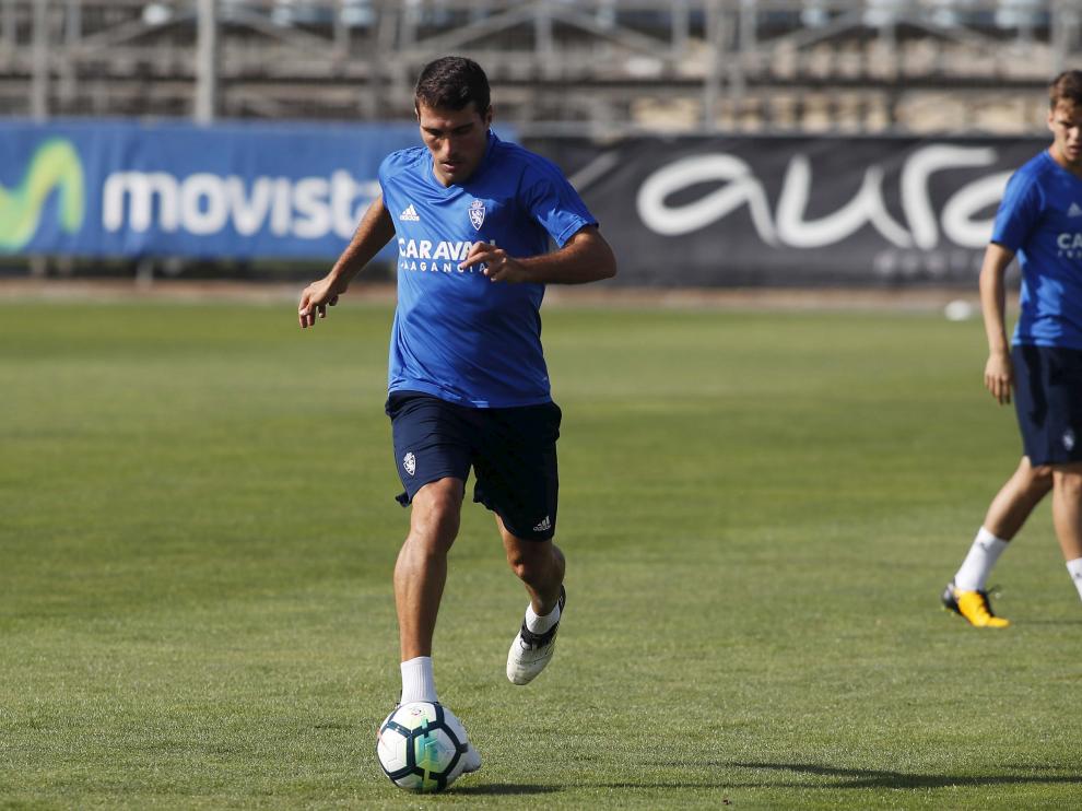 Zapater, en un ejercicio del Real Zaragoza