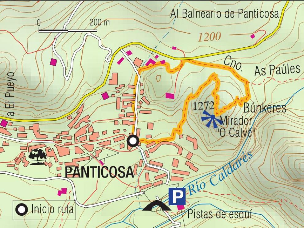 Mapa de la ruta a O Calvé.