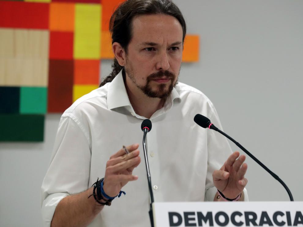 Iglesias, este domingo, valorando el desarrollo del referéndum ilegal de Cataluña.