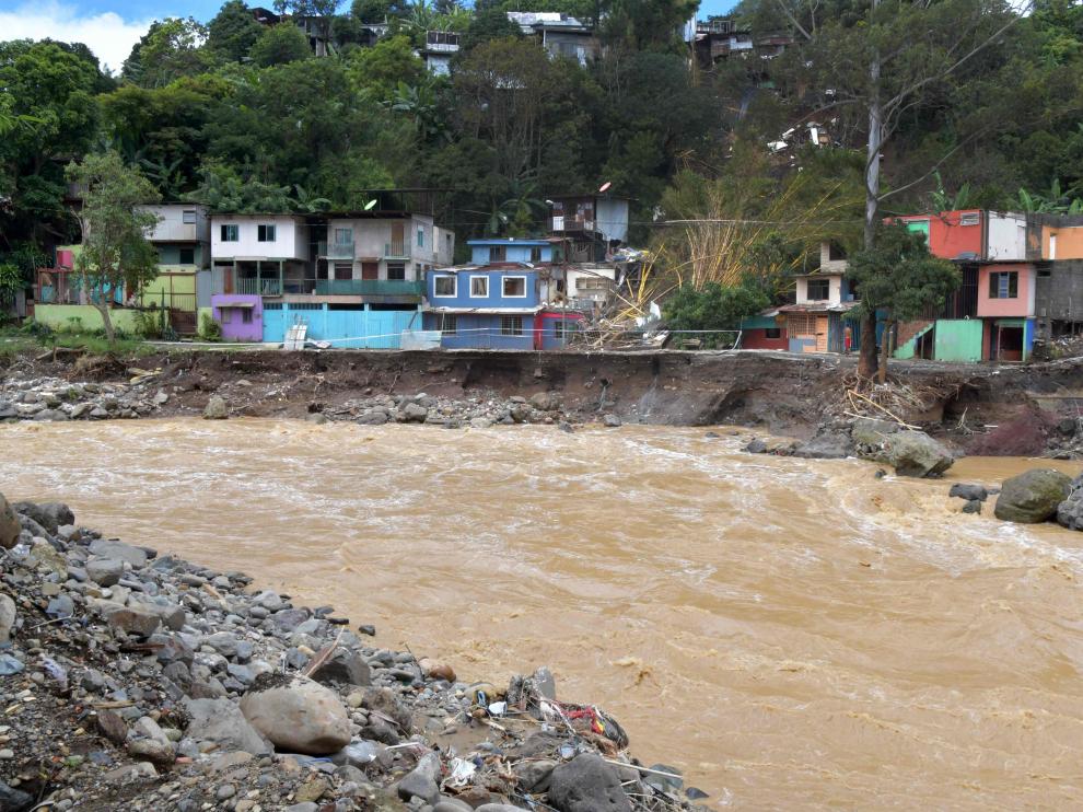 Vista área de una zona residencial afectada por la tormenta Nate en Costa Rica.