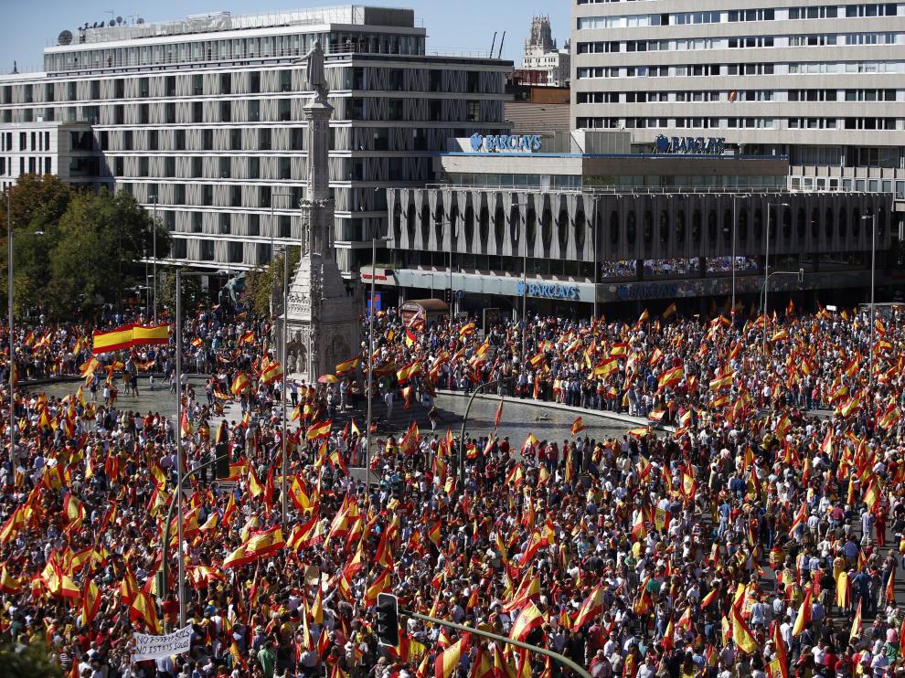 Imagen de la concentración de este sábado en la plaza de Colón.