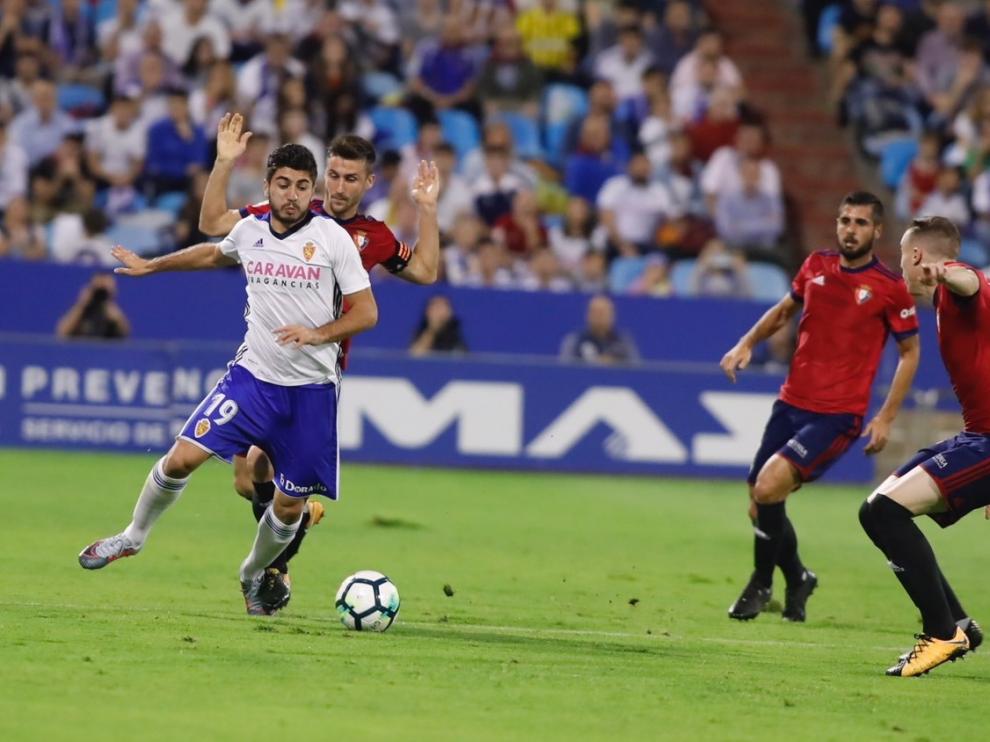 Papunashvili en el último Real Zaragoza-Osasuna en La Romareda.
