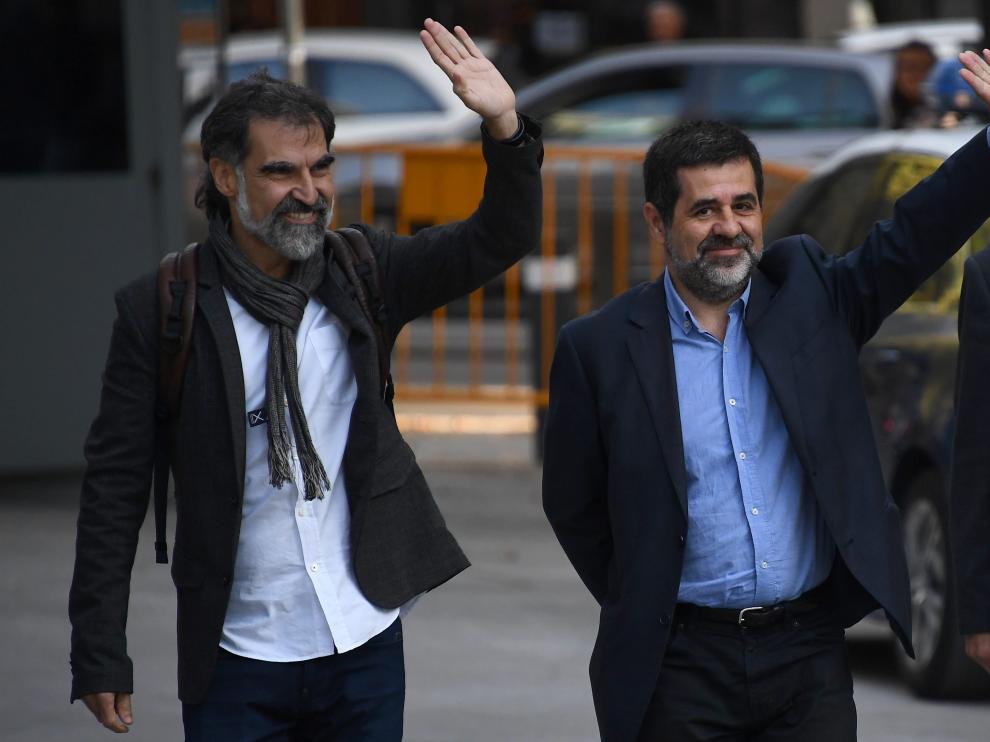 Sànchez y Cuixart a las puertas de la Audiencia Nacional en una imagen de archivo