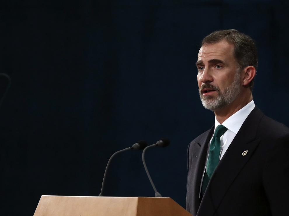 El rey Felipe VI, durante su intervención en los Premios Princesa de Asturias