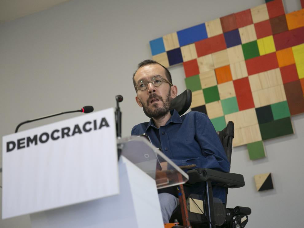 Pablo Echenique, durante la rueda de prensa de este sábado