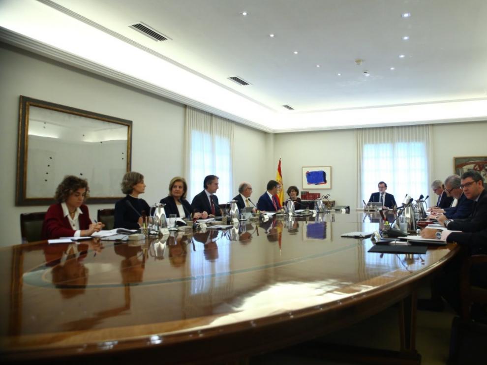 Una imagen de la reunión extraordinaria del Consejo de Ministros de este sábado.