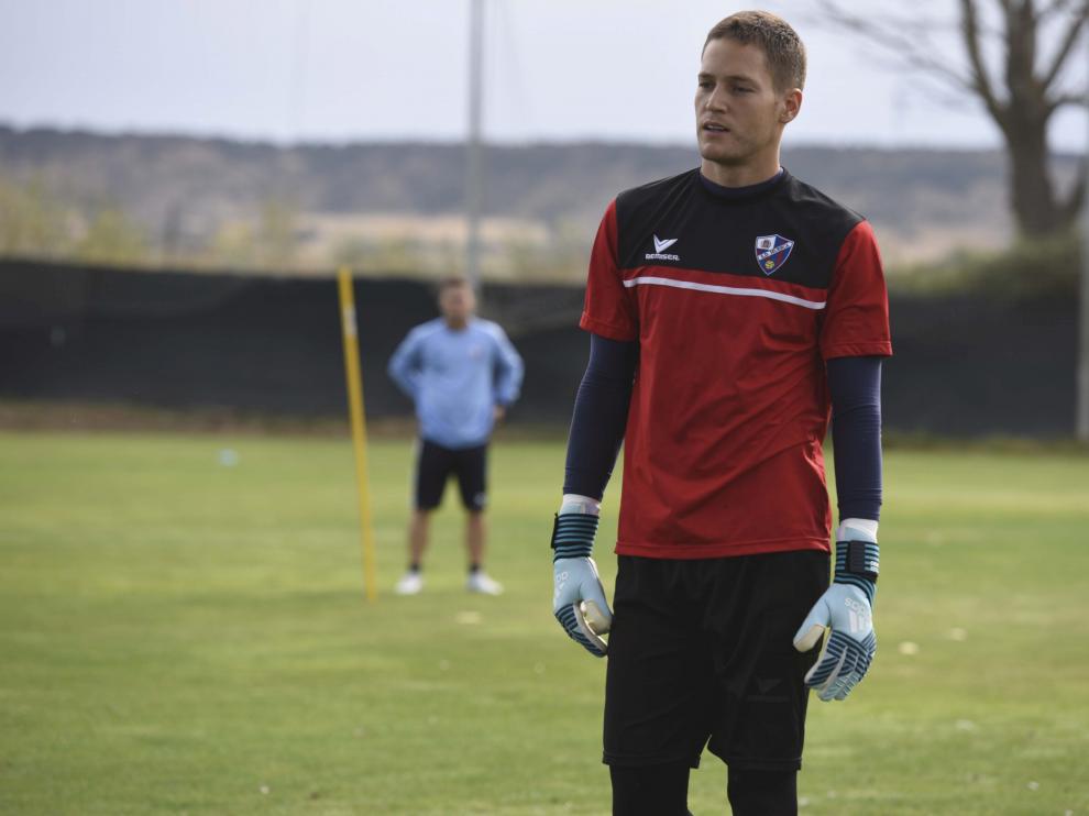 Remiro, durante un entrenamiento esta temporada.