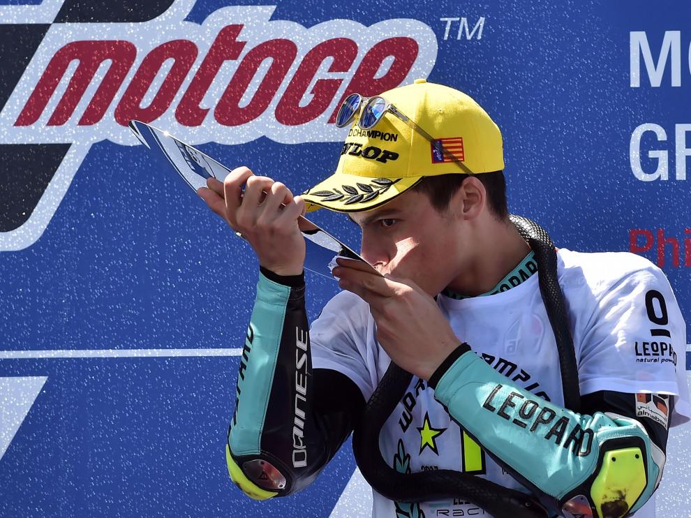 Mir tras ganar la carrera y el campeonato del mundo.