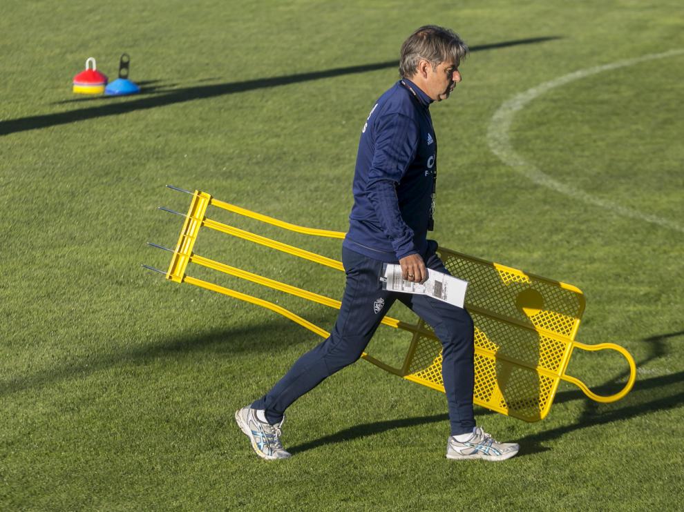 Natxo González, en el entrenamiento en la Ciudad Deportiva.