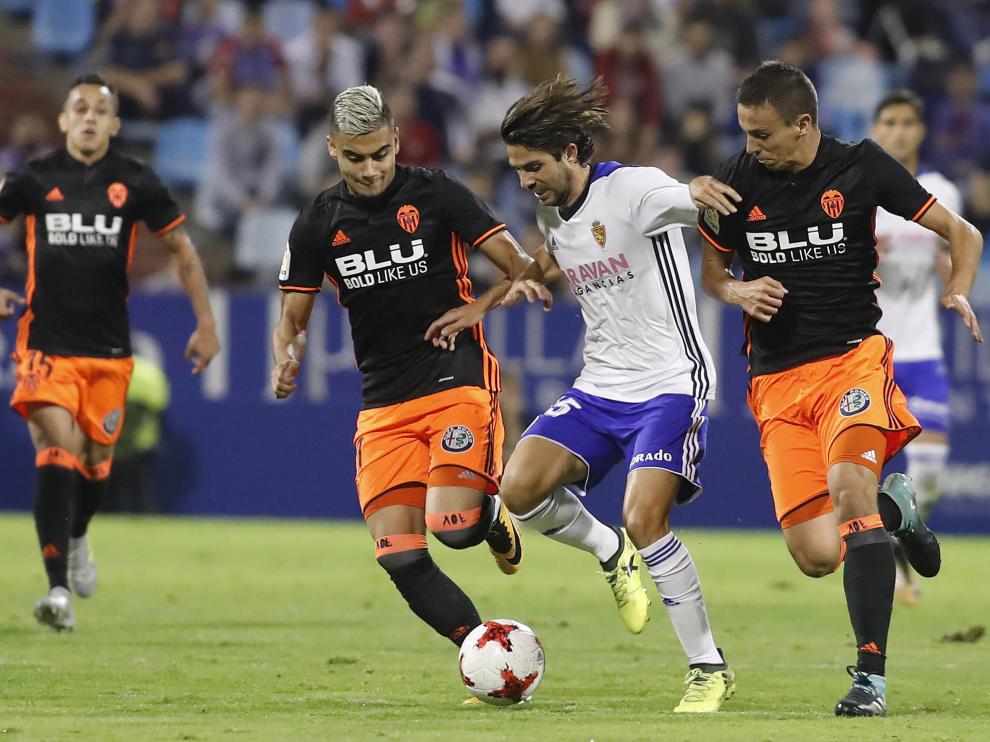 Imagen del partido de ida entre el Real Zaragoza y el Valencia.