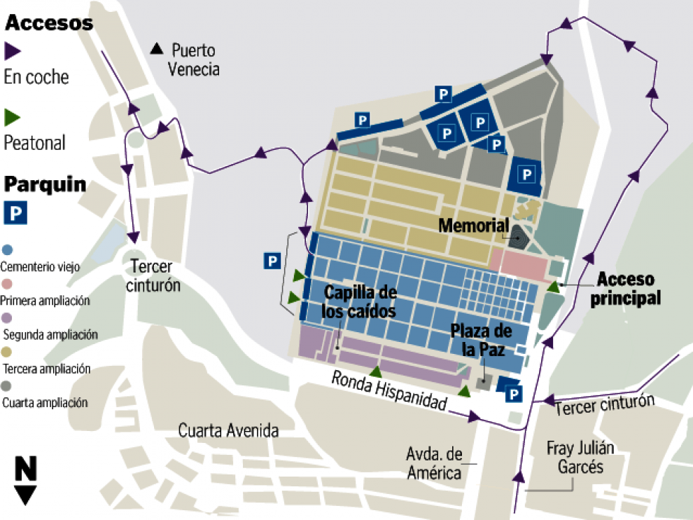 Mapa del cementerio de Torrero
