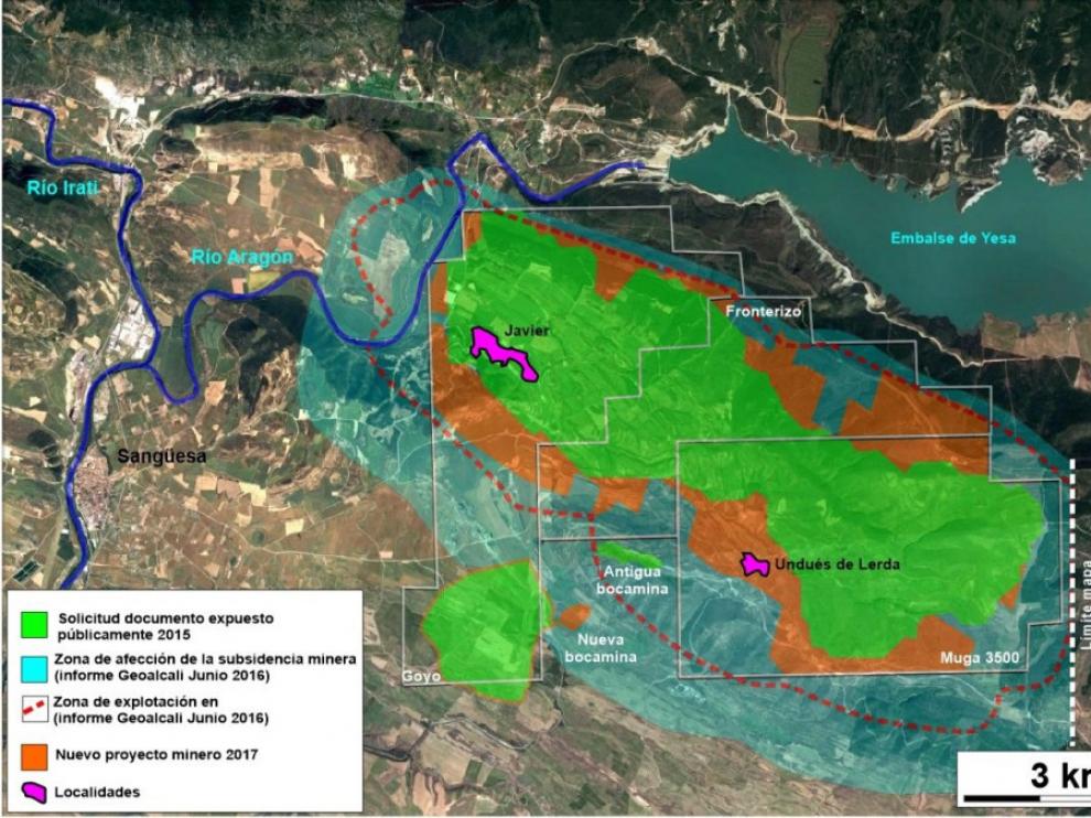 Plano de la extensión nueva realizado por la Plataforma en Contra de las Minas.