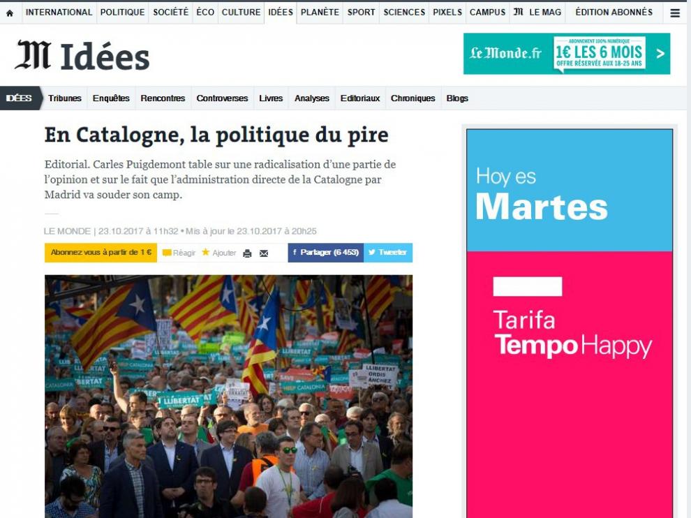 El duro editorial de 'Le Monde' contra Puigdemont y TV3
