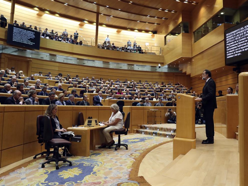 Imagen de la histórica sesión del Senado en la que se votó el artículo 155