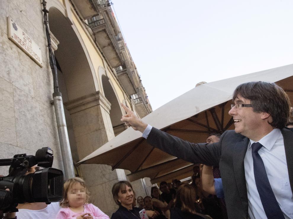 Puigdemont, este sábado en Girona.