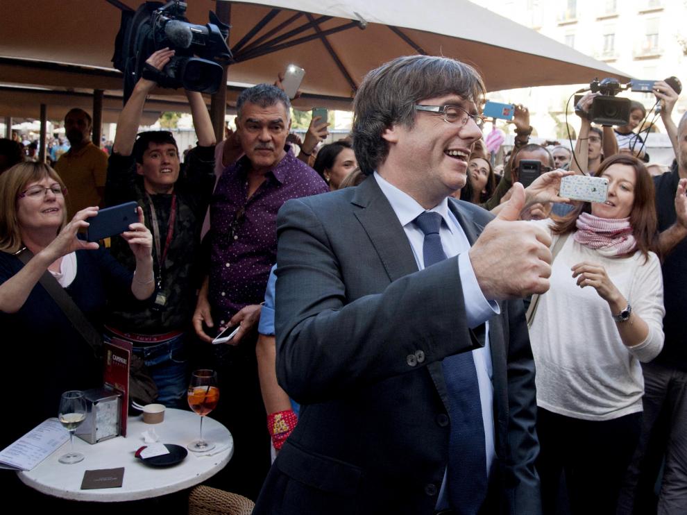 Carles Puigdemont, el sábado en Gerona.