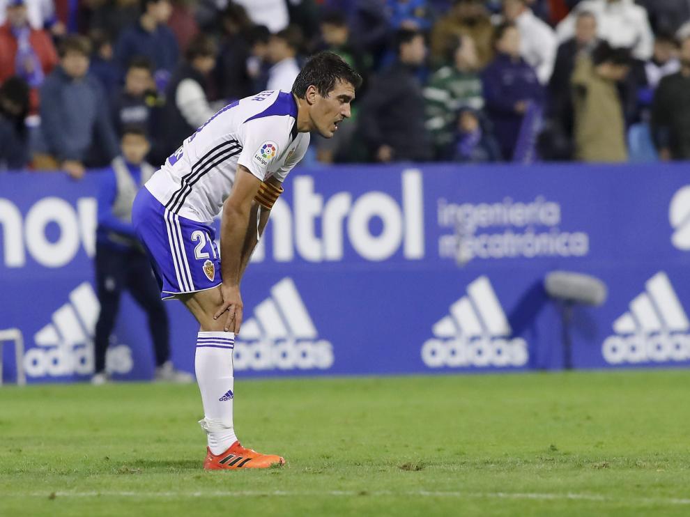 Zapater, en el partido contra la Cultural