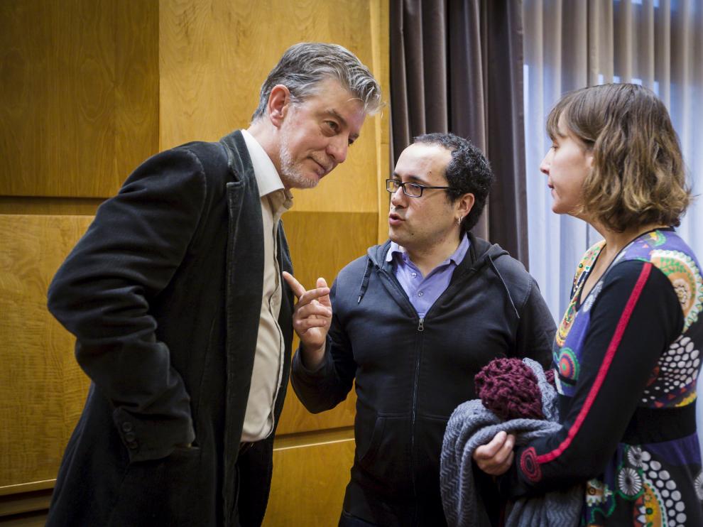 Santisteve, Cubero y Artigas, durante un pleno municipal.