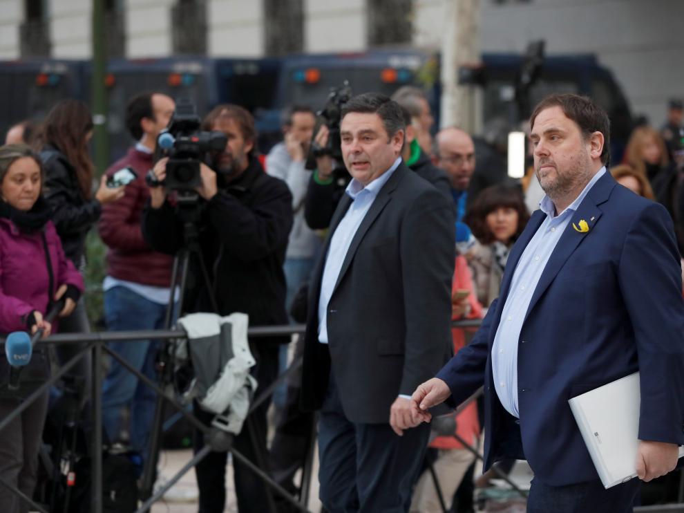 Oriol Junqueras, a su entrada en la Audiencia