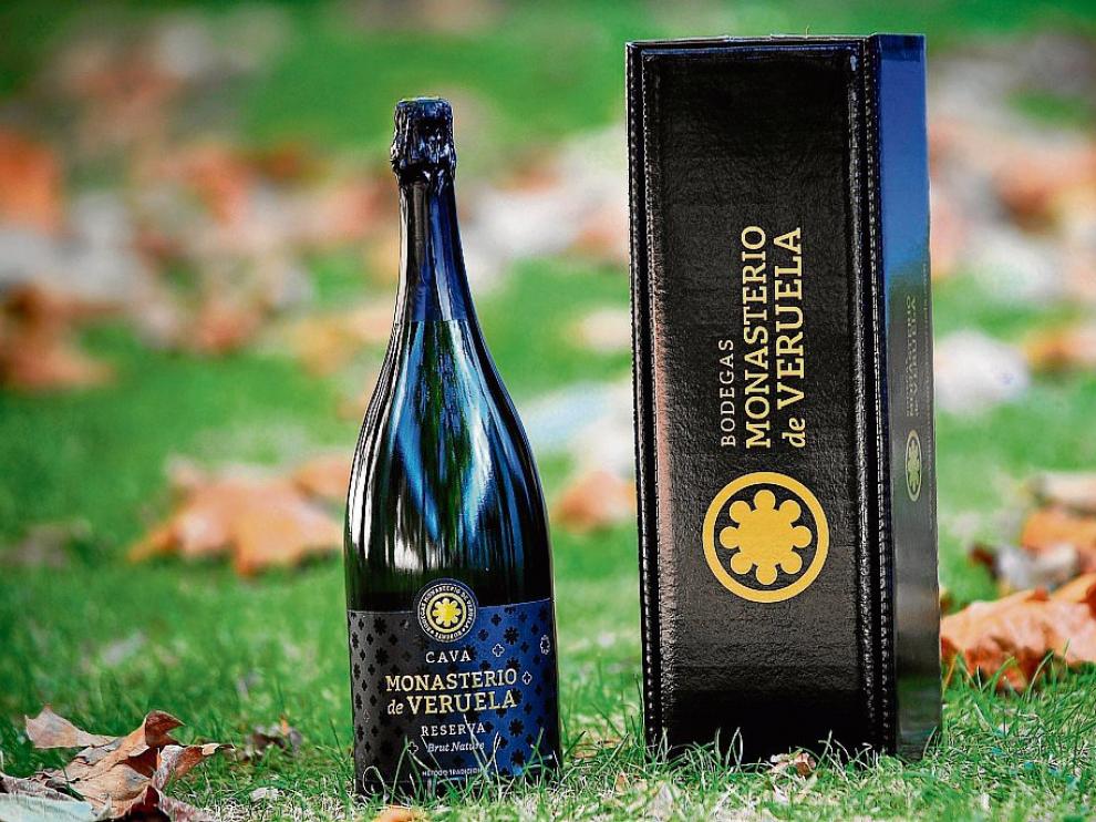 Presentación de la botella del nuevo cava Monasterio de Veruela Reserva Brut Nature.