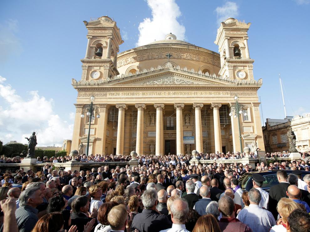 Ceremonia de despedida de la periodista Caruana Galizia