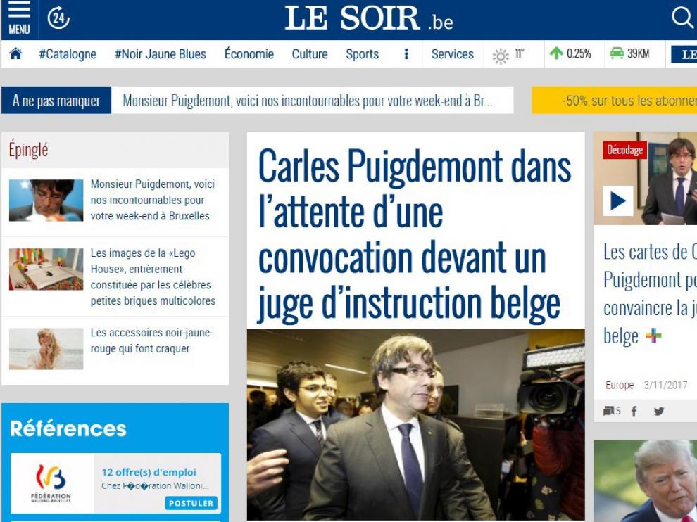 Puigdemont, en la portada de 'Le Soir'.