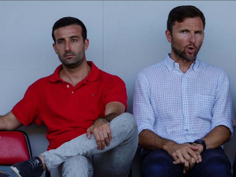 José Mari Barba y Lalo Arantegui, actuales responsables del área deportiva del Real Zaragoza y, con anterioridad, de la SD Huesca.