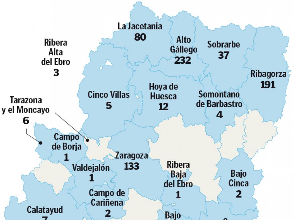 Viviendas legalizadas por comarcas, a fecha 15 de octubre de 2017