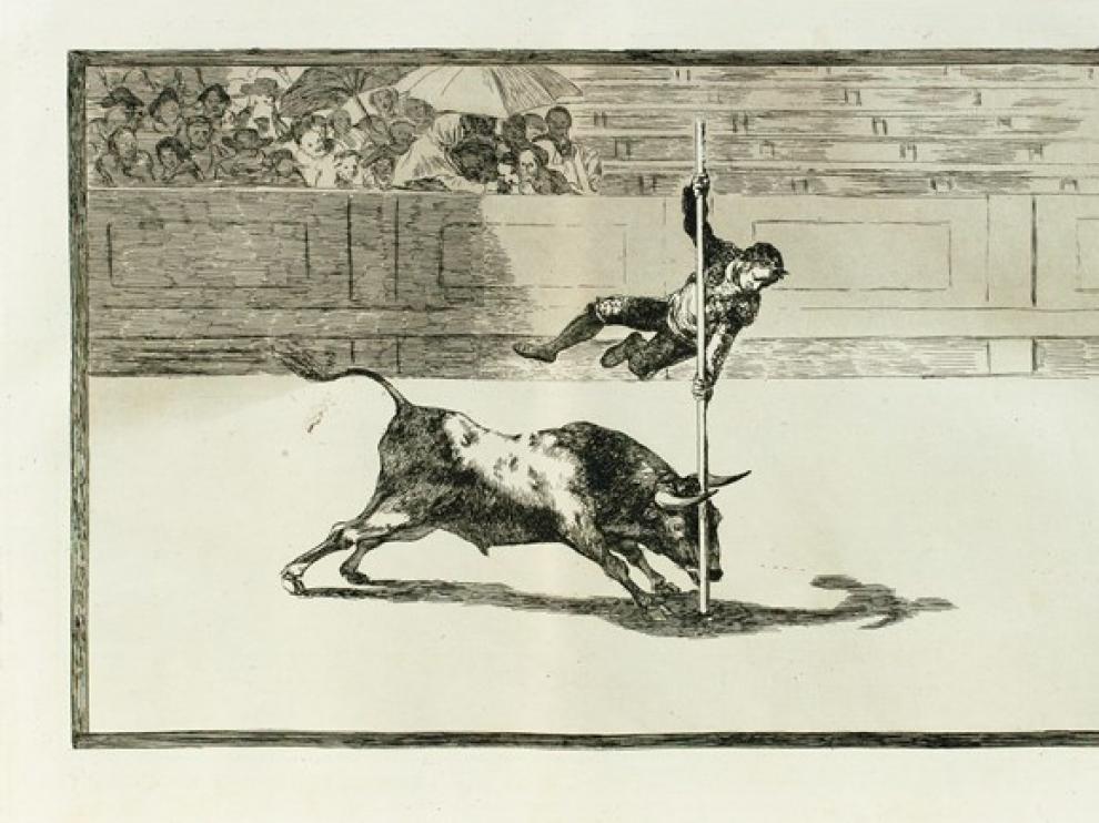Salto de la garrocha plasmado en las tauromaquias de Goya.
