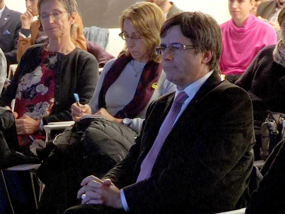 Puipgdemont durante un acto en Bruselas.