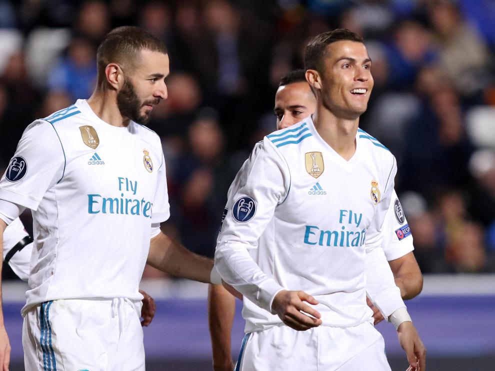 Los jugadores del Real Madrid celebran uno de los goles