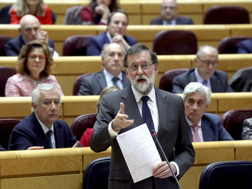 Mariano Rajoy durante una intervención en el pleno del Senado