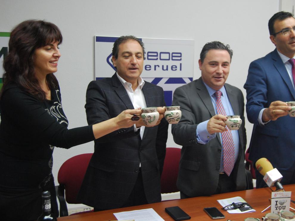 Los empresarios de Teruel, durante la presentación de la Ruta del Perolico