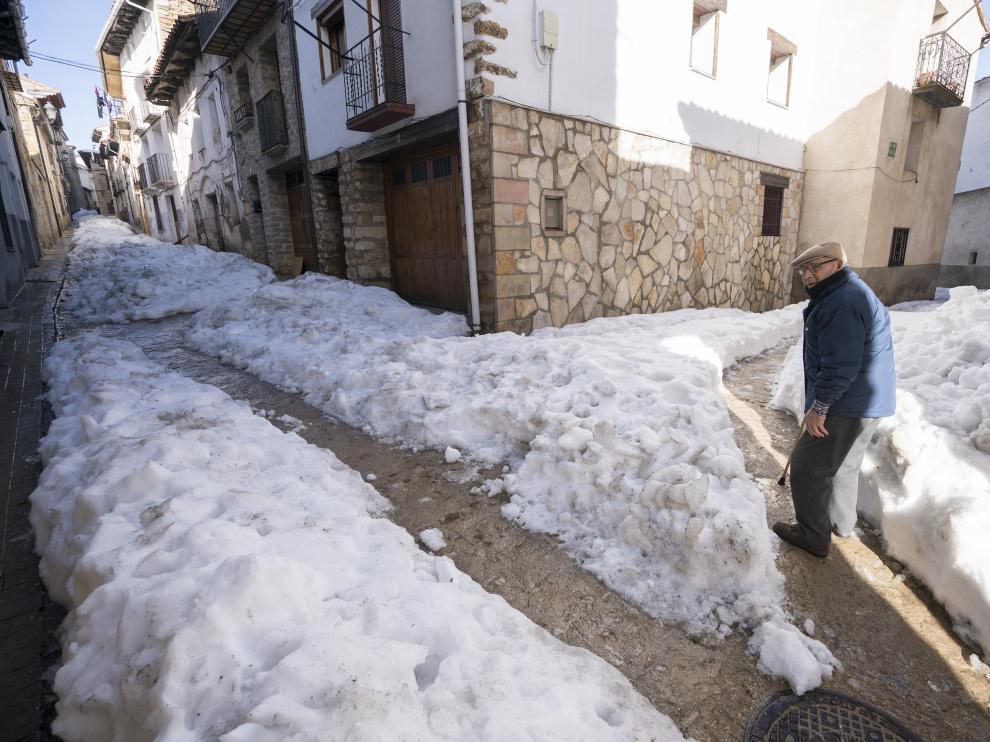 La nevada caída en Mosqueruela el pasado enero provocó problemas de accesibilidad.