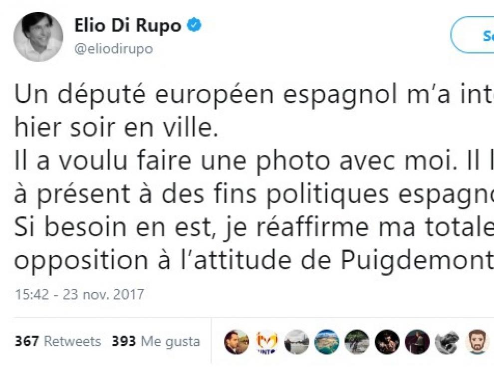 El tuit del ex primer ministro belga.