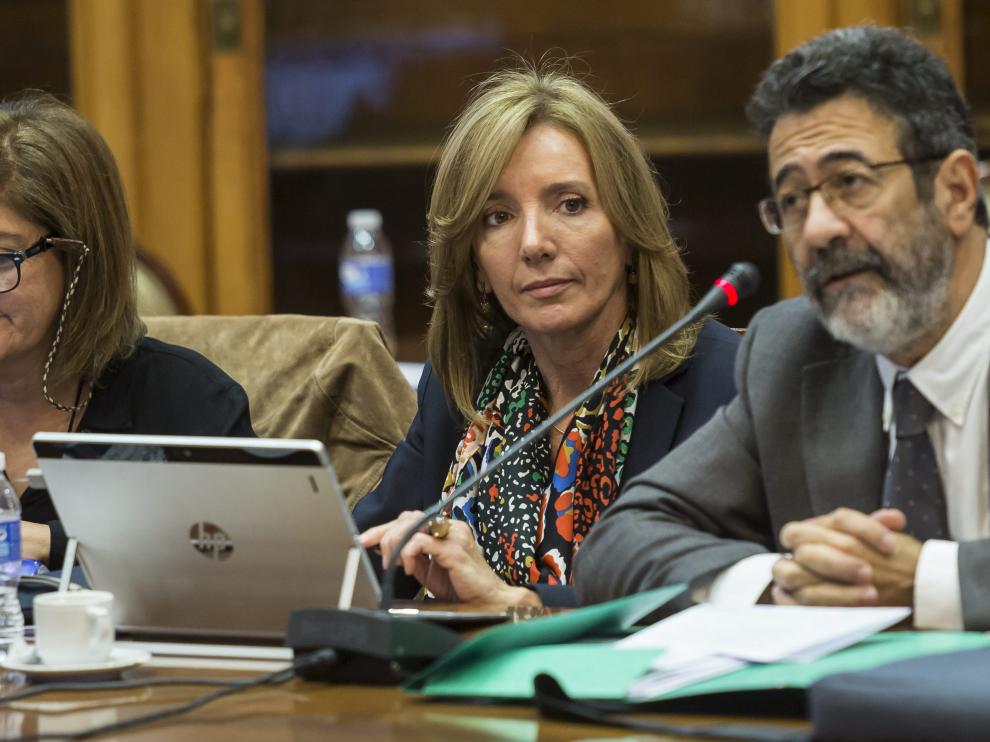 La vicerrectora de Economía, Margarita Labrador, presenta los presupuestos de la Universidad de Zaragoza en el Consejo de Gobierno.