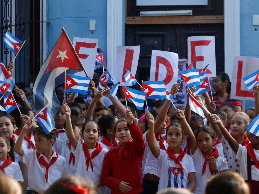 Acto en recuerdo de Fidel en un colegio de la Habana.