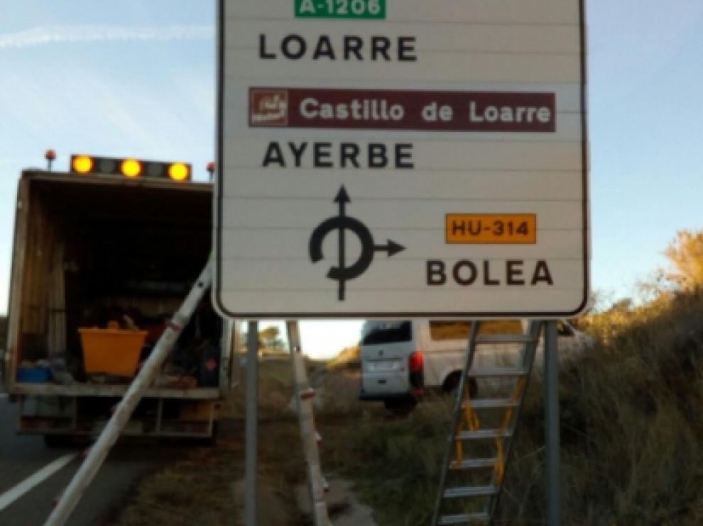 Imágenes de los trabajos de señalización.