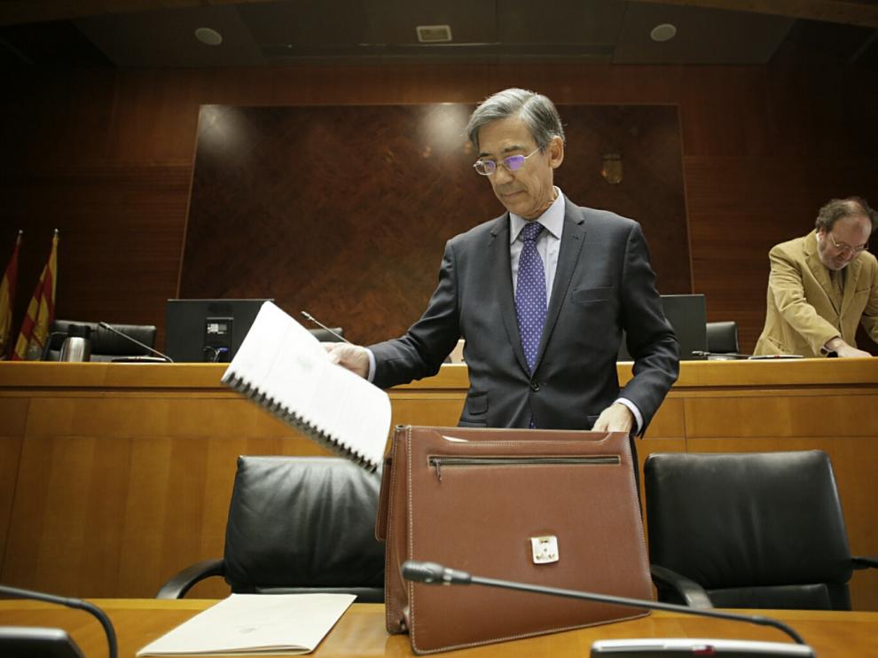 José María Rivera, durante su comparecencia en las Cortes de Aragón