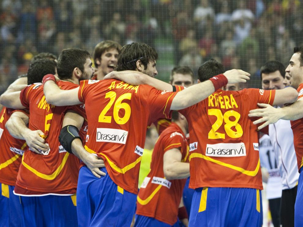La selección celebra en Zaragoza el pase a semifinales del Mundial de 2013.