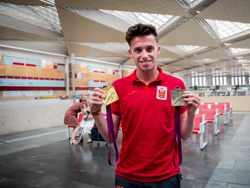 Carlos Mayo, con sus medallas del Europeo sub 23 de julio en Polonia.