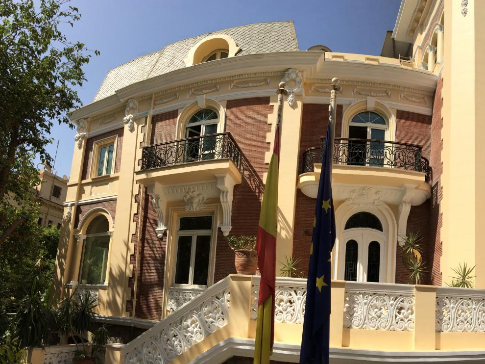 Exterior de la embajada española en El Cairo.