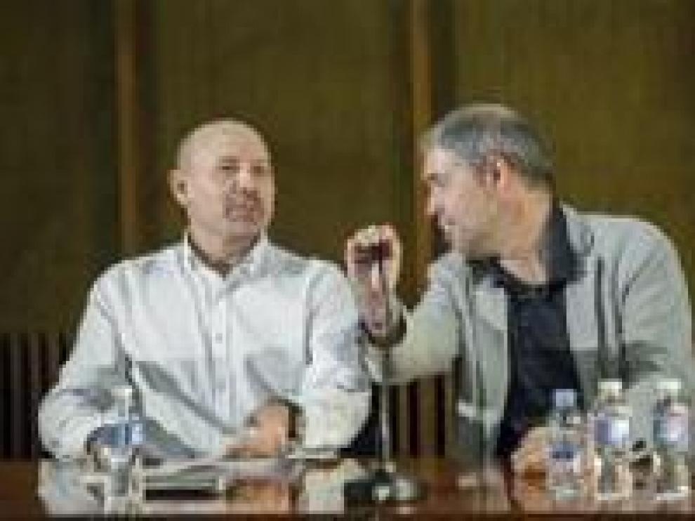Manuel Pina junto a Unai Sordo, el nuevo líder de Comisiones Obreras, en su visita a Zaragoza en septiembre