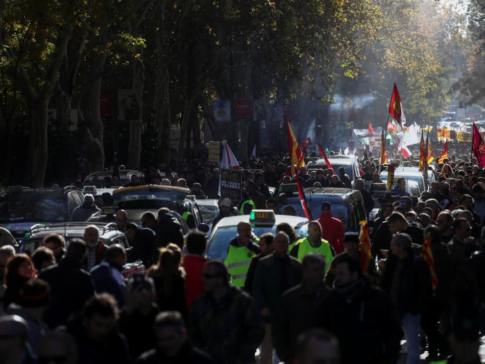 Foto de archivo de una protesta de taxistas en Madrid.